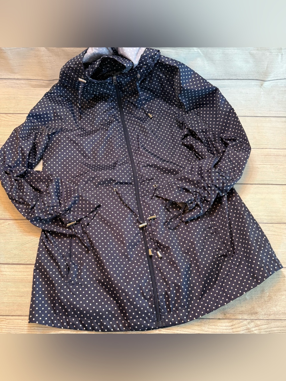 Jones New York Parka in a Pocket Packable Rain Jacket.